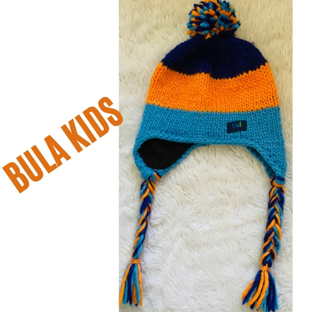 ula Kids Pom Pom Hat with Braids Earflaps